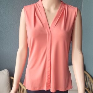 Calvin Klein Coral Sleeveless V-Neck Blouse